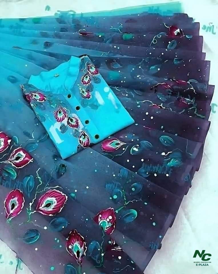 Exquisite Hand-Painted Green Couple Saree and Panjabi Set for Traditional Events - Neango Corporation