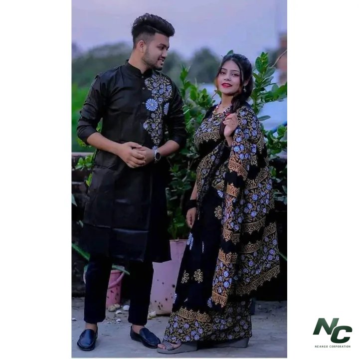 Stylish & fashionable New Matching Couple Dress for Men & Women (Saree & Panjabi Combo Set) - Neango Corporation
